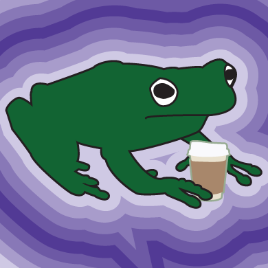 frog drinking coffee