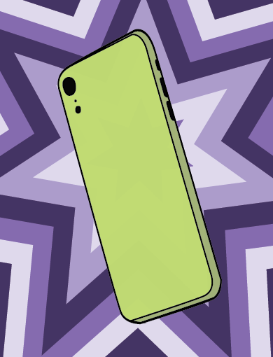 green phone, purple background